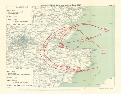 Ww1 german aeroplane raids - aeroplane, 25